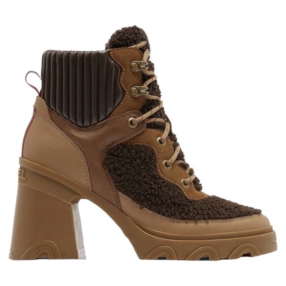 Sorel Brex Heel Women's Teddy Fleece Booties Waterproof Boots in Brown/Chocolate - Picture 2 of 11